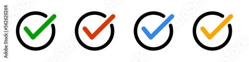 Flat design round checkbox icon set. Vector.