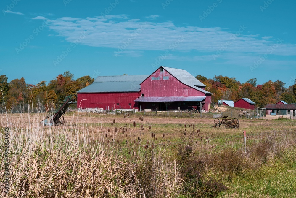 red barn in the field red barn in the field