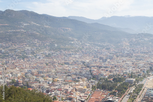 Alanya, Turkey. Beautiful panoramic top view of the city of Alanya and mountains © epovdima