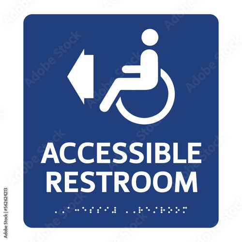 Accessible restroom sign design with Braille. Isolated vector label for toilet. 