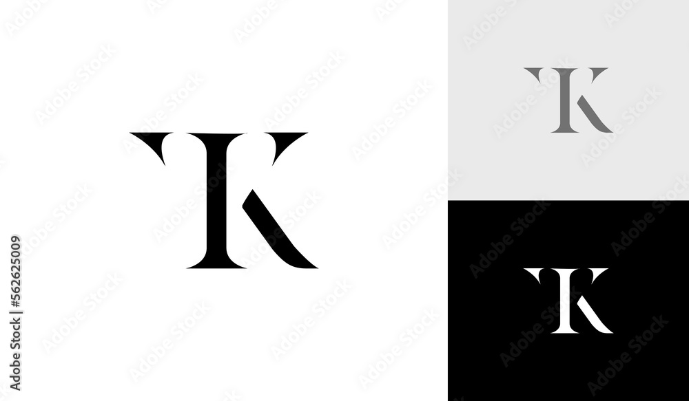 Foto Letter TK or KT monogram logo design vector