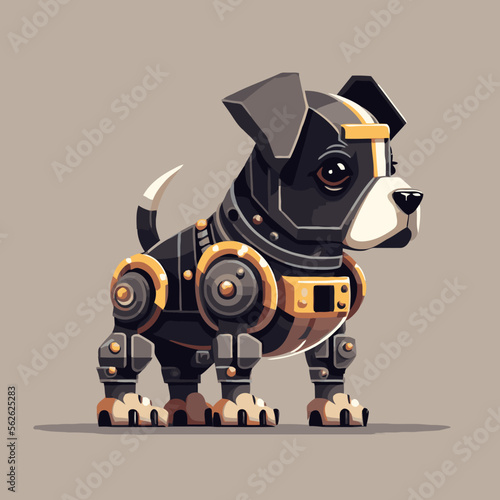 cute dog robot machine character logo mascot vector