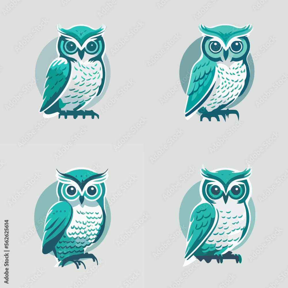 4 variants of the owl logo. Logo vector illustration 4 variants of the owl logo. Logo vector illustration