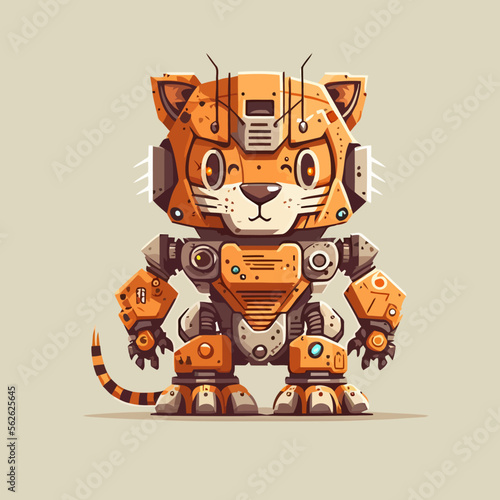 robot tiger cyborg machine character logo mascot vector illustration