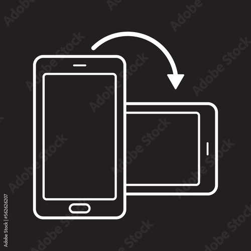 Rotate smartphone before the video started isolated icon device rotation vector image.