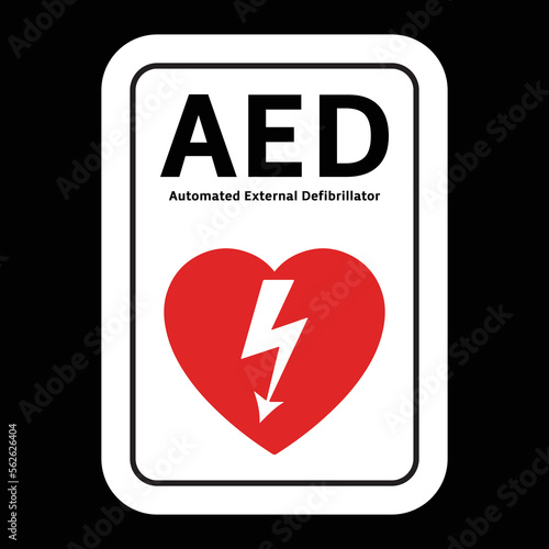 AED vector Sign. Isolated Automated External Defibrillator AED Wall sticker design.