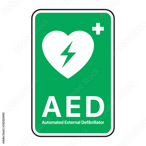 AED vector Sign. Isolated Automated External Defibrillator AED Wall sticker design.