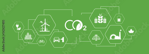 reducing CO2 emissions to stop climate change. green energy background
