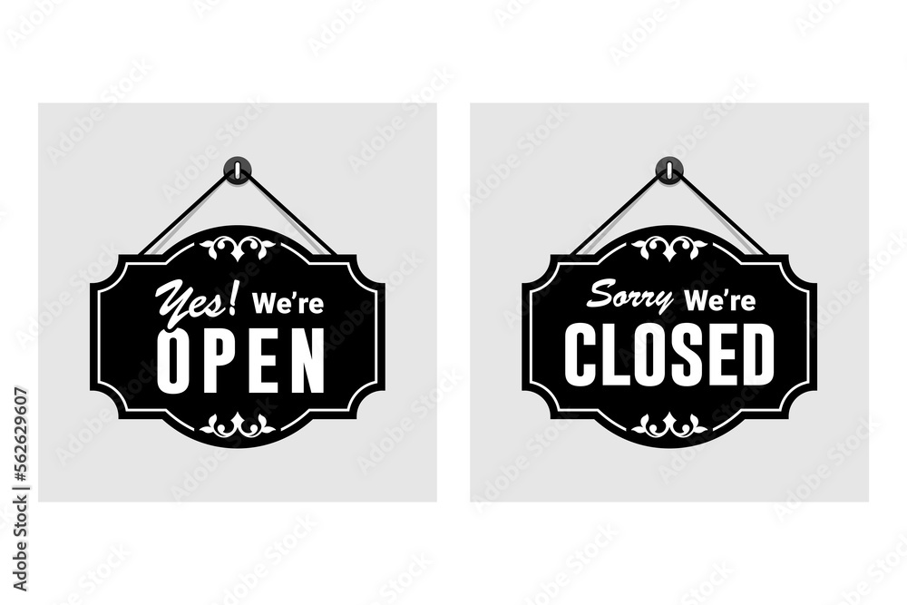 Open and closed signs store information design