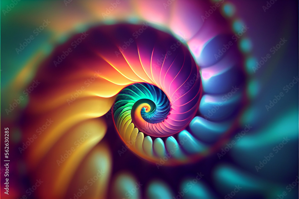 Fibonacci spiral background. generative ai