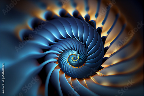Fibonacci spiral background. generative ai photo
