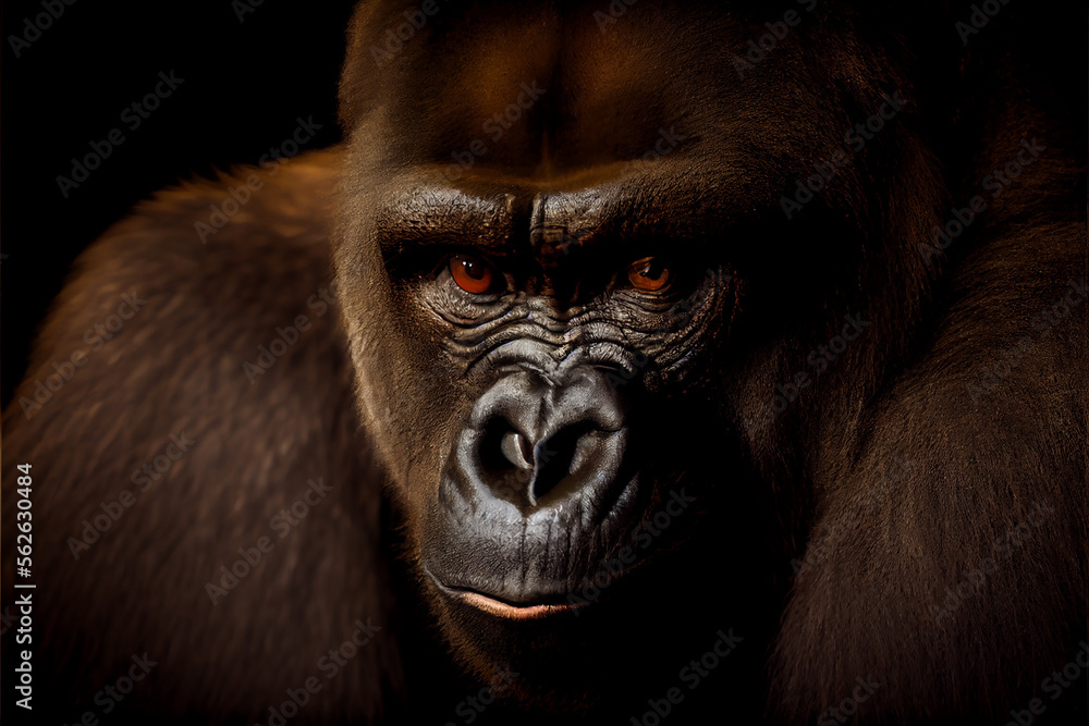 Obraz premium Portrait of a gorilla. generative ai