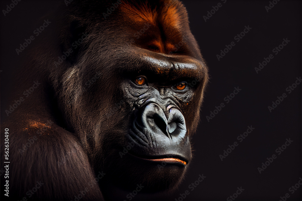 Obraz premium Portrait of a gorilla. generative ai