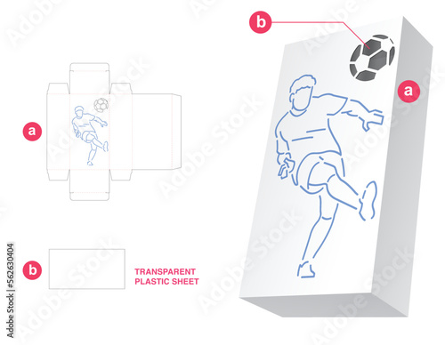 box die cut template and 3D mockup