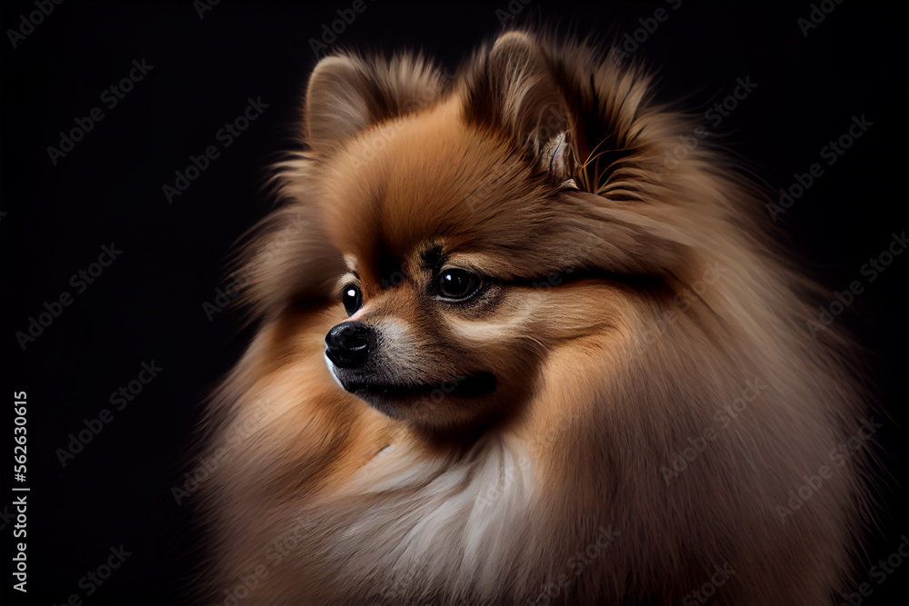 Portrait of a pomeranian dog. generative ai