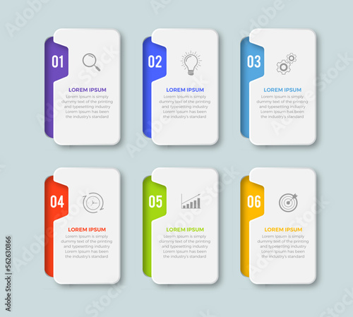 Business infographic template design icons 6 options or steps