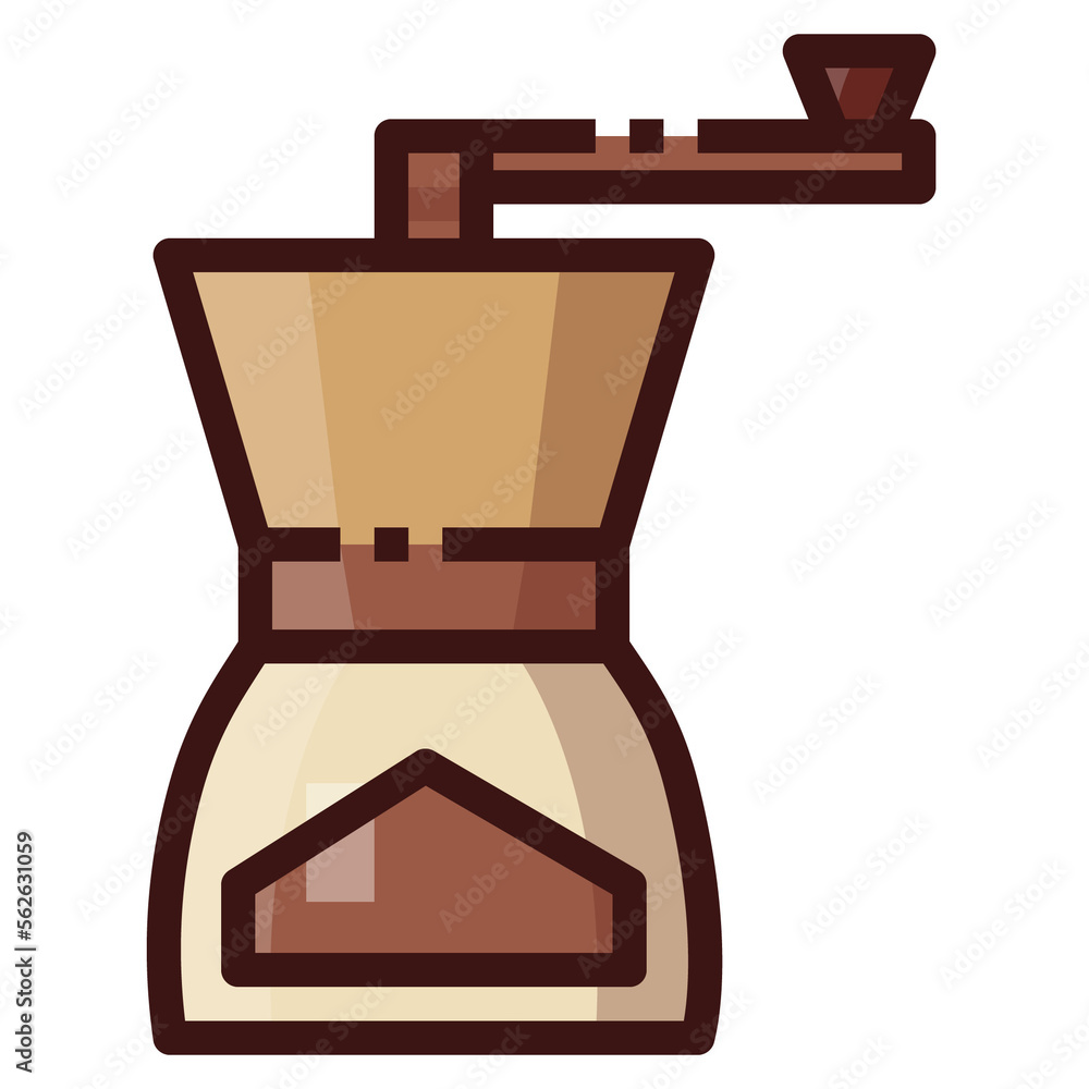 Coffee grinder. Filled outline icon. PNG file transparency background Coffee grinder. Filled outline icon. PNG file transparency background