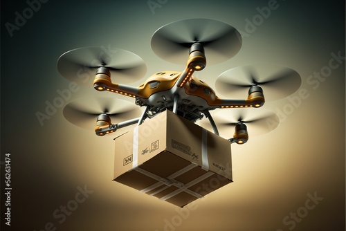 Drohne liefert Päckchen Post in der Zukunft, ai generativ