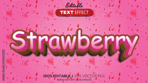 3D editable text effect strawberry theme