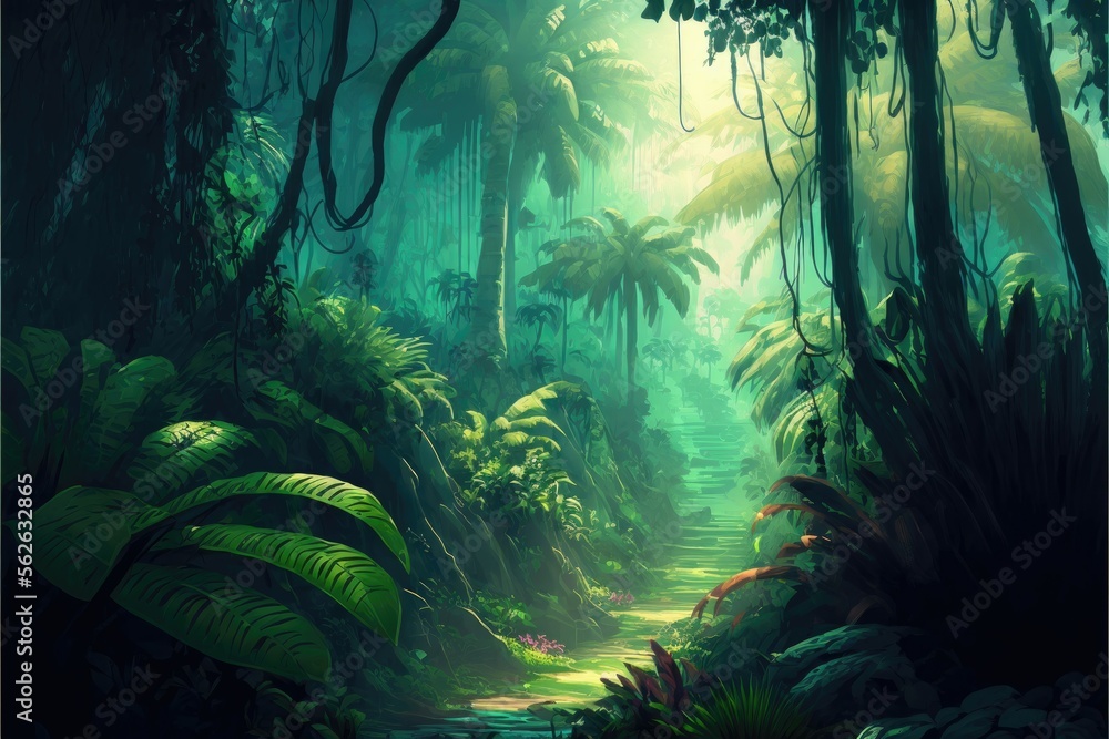 Vast tropical forest. Generative AI