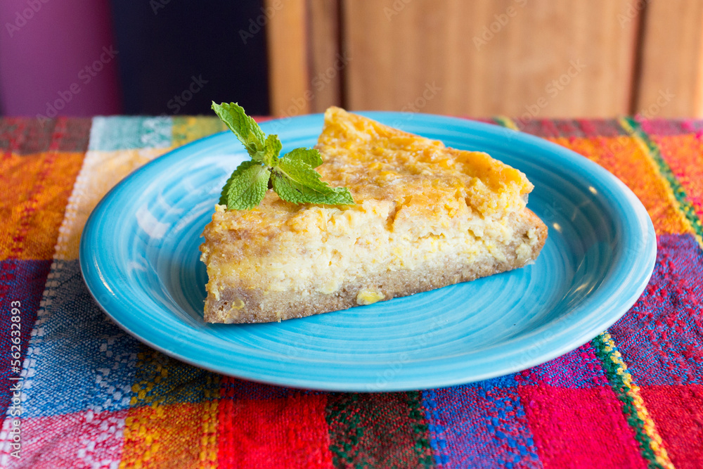 Mexican tres leches cake. It consists of a sponge bathed in three types