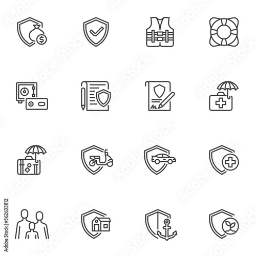 Insurance line icons set