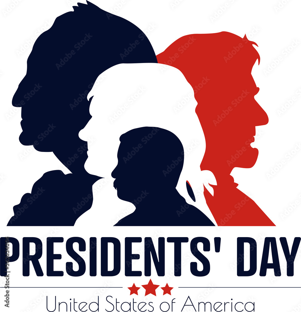 Presidents' Day card. Transparent background.