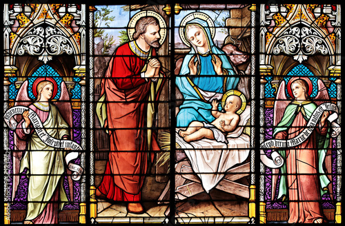 Obraz na płótnie church window, stained glass window, holy family