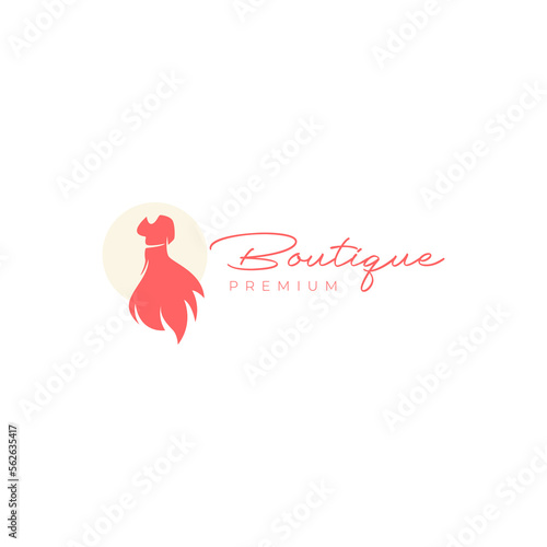 dress girl feminine boutique style fashion modern logo design vector icon illustration template
