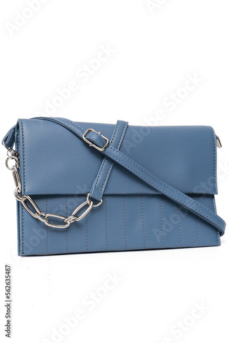 Blue Ladies Clutch Wallet Purse front View Isolated