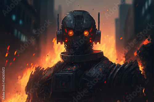 dystopia killbot War Robot Illustration Futuristic laser 