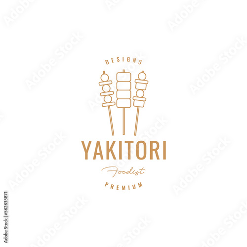 Fotografija yakitori food delicious meat and vegetables lines art logo design vector icon il
