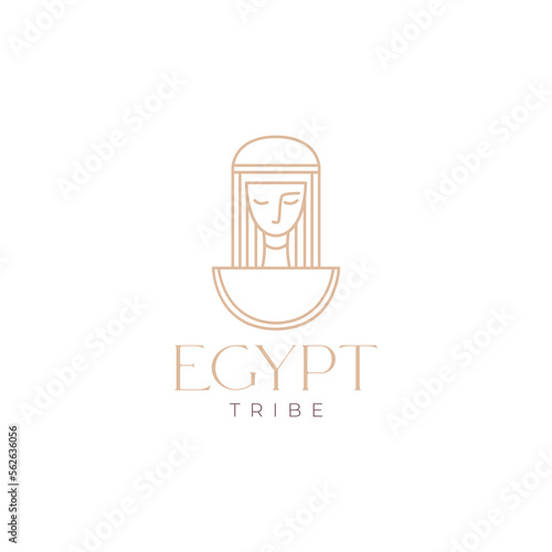 ancient beauty women egypt minimal line logo design vector icon illustration template