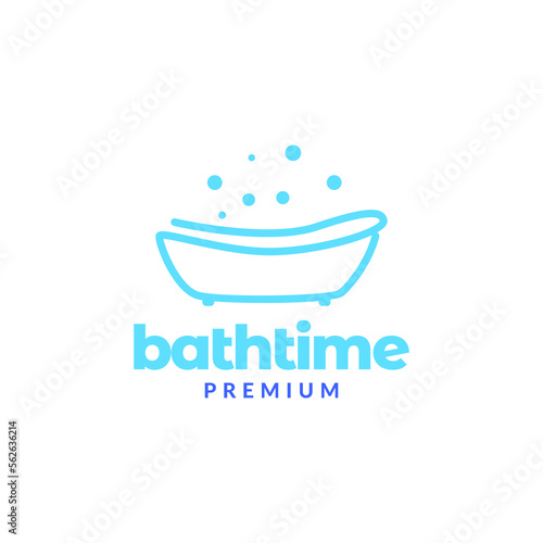 relaxing bathtub with bubble soap minimal logo design vector icon illustration template