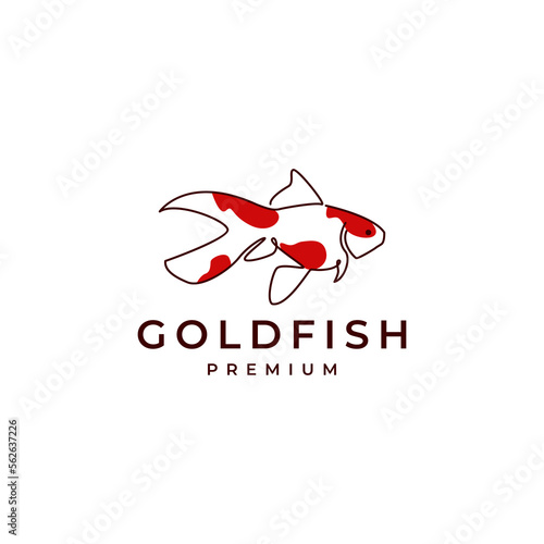 comet fish golden fish aquarium interior decor abstract line art logo design vector icon illustration template