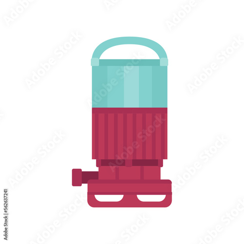 Water pump with electric motor flat vector illustration. Electronic pumping equipment isolated on white background. Machinery concept