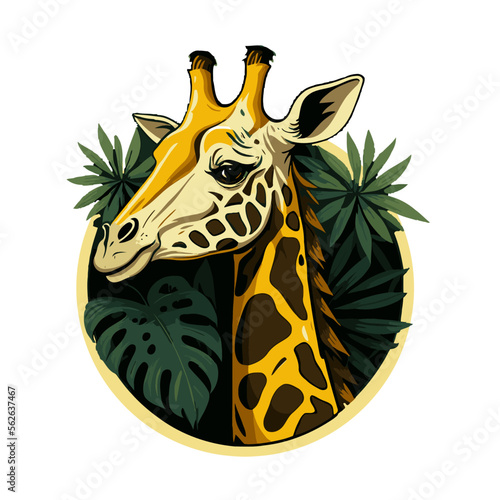 giraffe logo animal character logo mascot vector cartoon design template