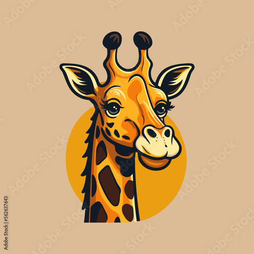 giraffe logo animal character logo mascot vector cartoon design template