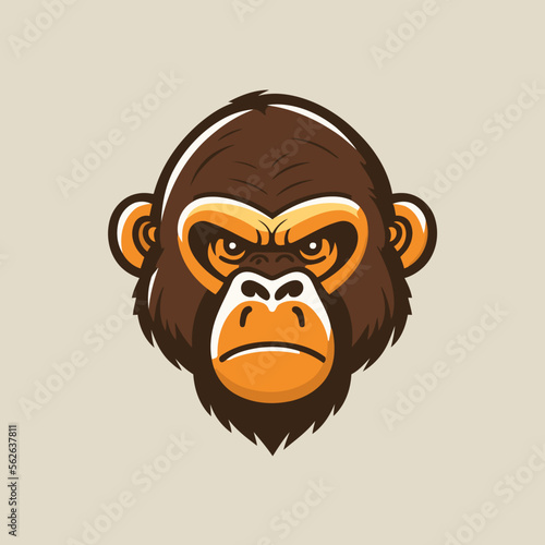 gorilla head logo animal character logo mascot vector cartoon design template