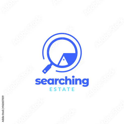 searching buy home house magnifying glass logo design vector icon illustration template