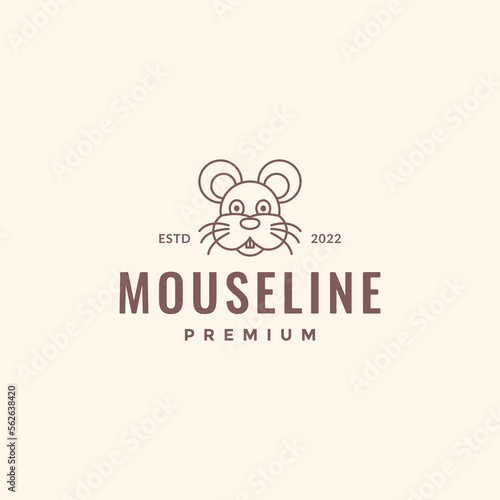 mouse rats animal rodent head cute cartoon mascot line hipster logo design vector icon illustration template