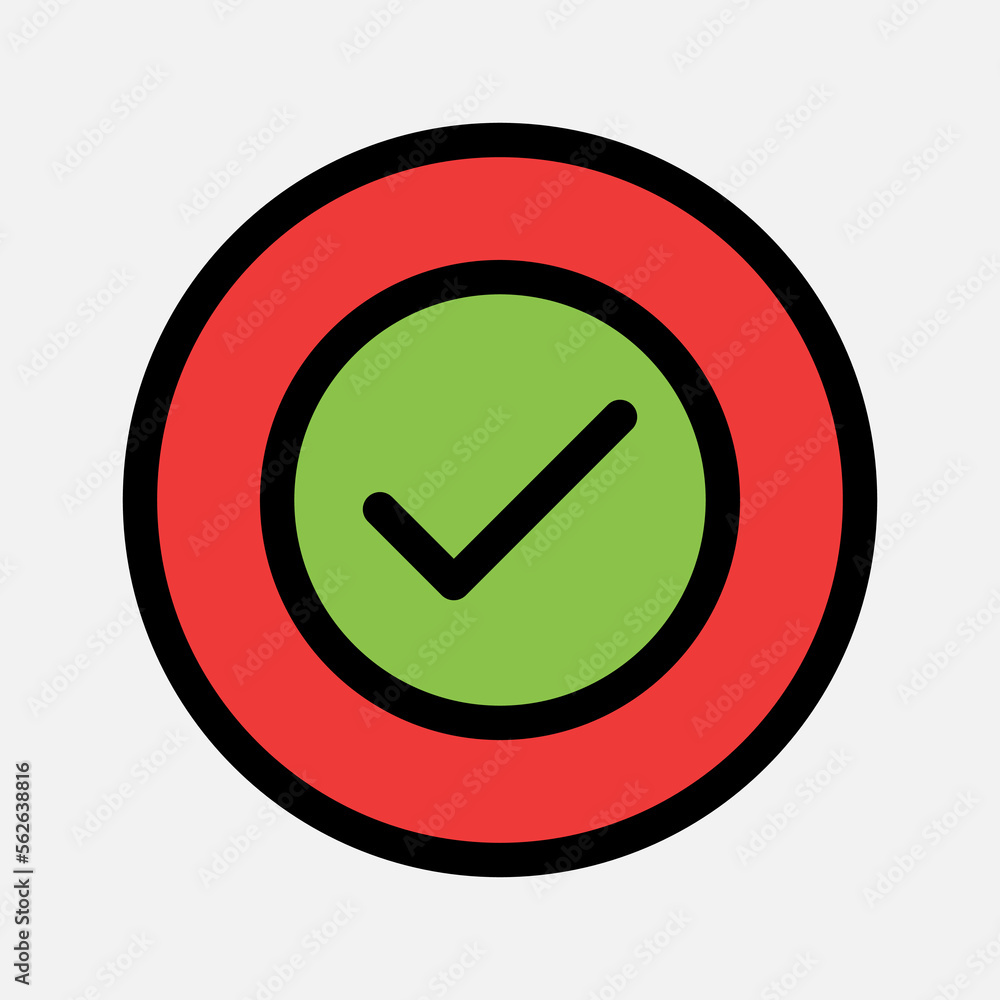 Check mark icon in filled line style about essentials, use for website mobile app presentation Check mark icon in filled line style about essentials, use for website mobile app presentation