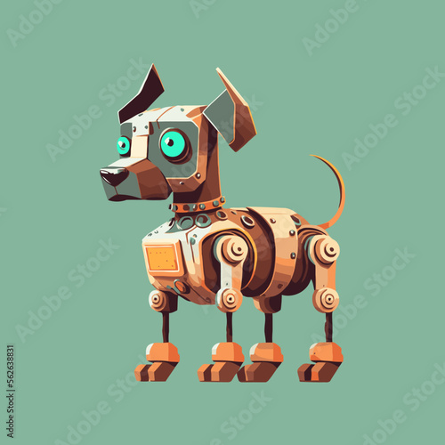 cute dog robot machine character logo mascot vector