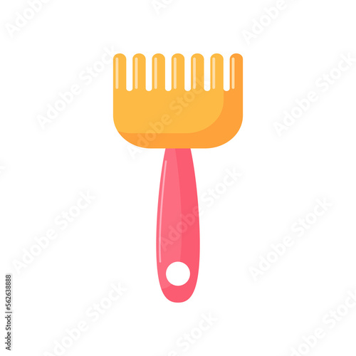 Plastic toy rake for kids vector illustration. Cartoon drawing of sand toy for children games in sandbox or on beach isolated on white background. Childhood, entertainment, summer concept