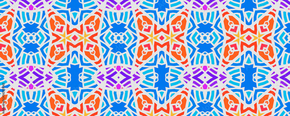 Colorful, textured and seamless ethnic pattern, illustration 
