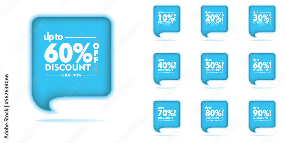 Blue Bubble Speech Special Offer, Coupons, and Off Discount Set Vector Illustration Blue Bubble Speech Special Offer, Coupons, and Off Discount Set Vector Illustration