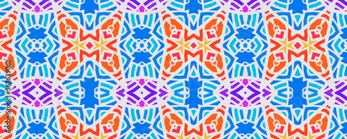 Colorful, textured and seamless ethnic pattern, illustration 