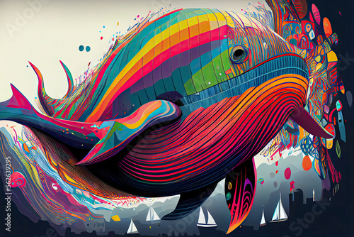 colorful whale pop art portrait isolated decoration