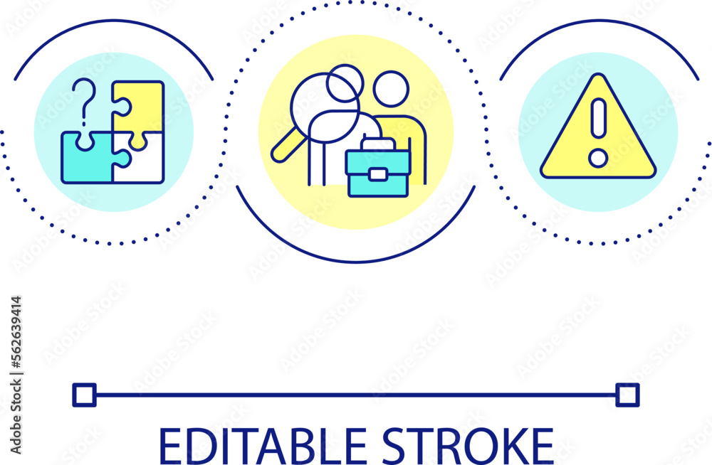 Staffing challenge loop concept icon. Shortage of professional workers. Recruitment problem abstract idea thin line illustration. Isolated outline drawing. Editable stroke. Arial font used