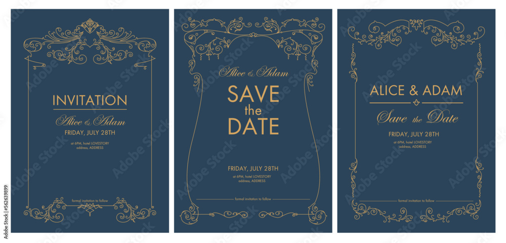 Fototapeta premium Invitation save the date, wedding ceremony vector